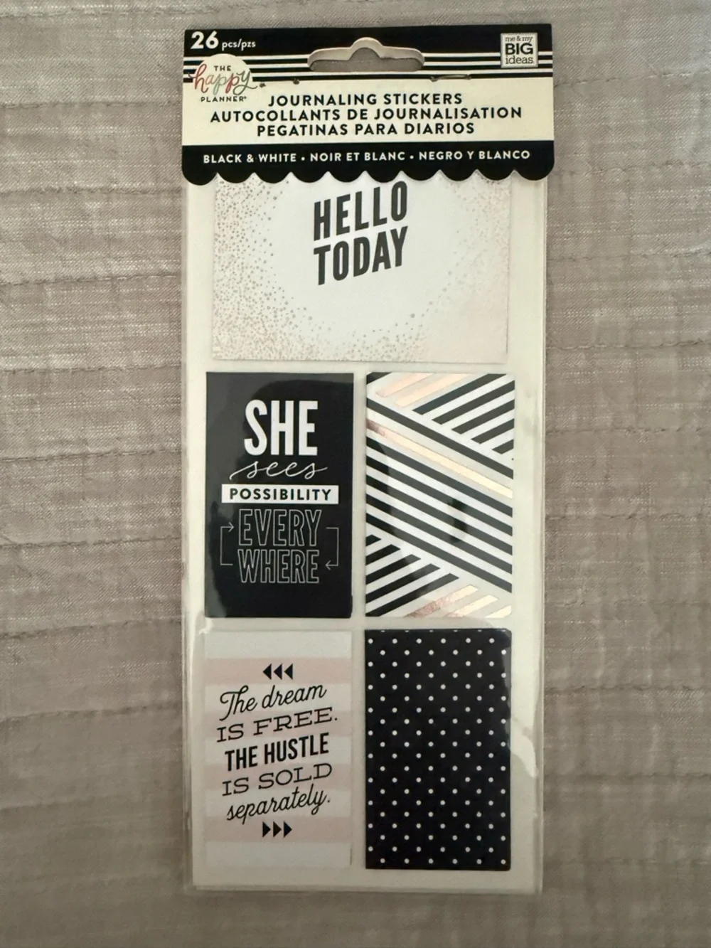 The Happy planner Journaling Planner Sticker Pack - White, Black, Pink, Blue